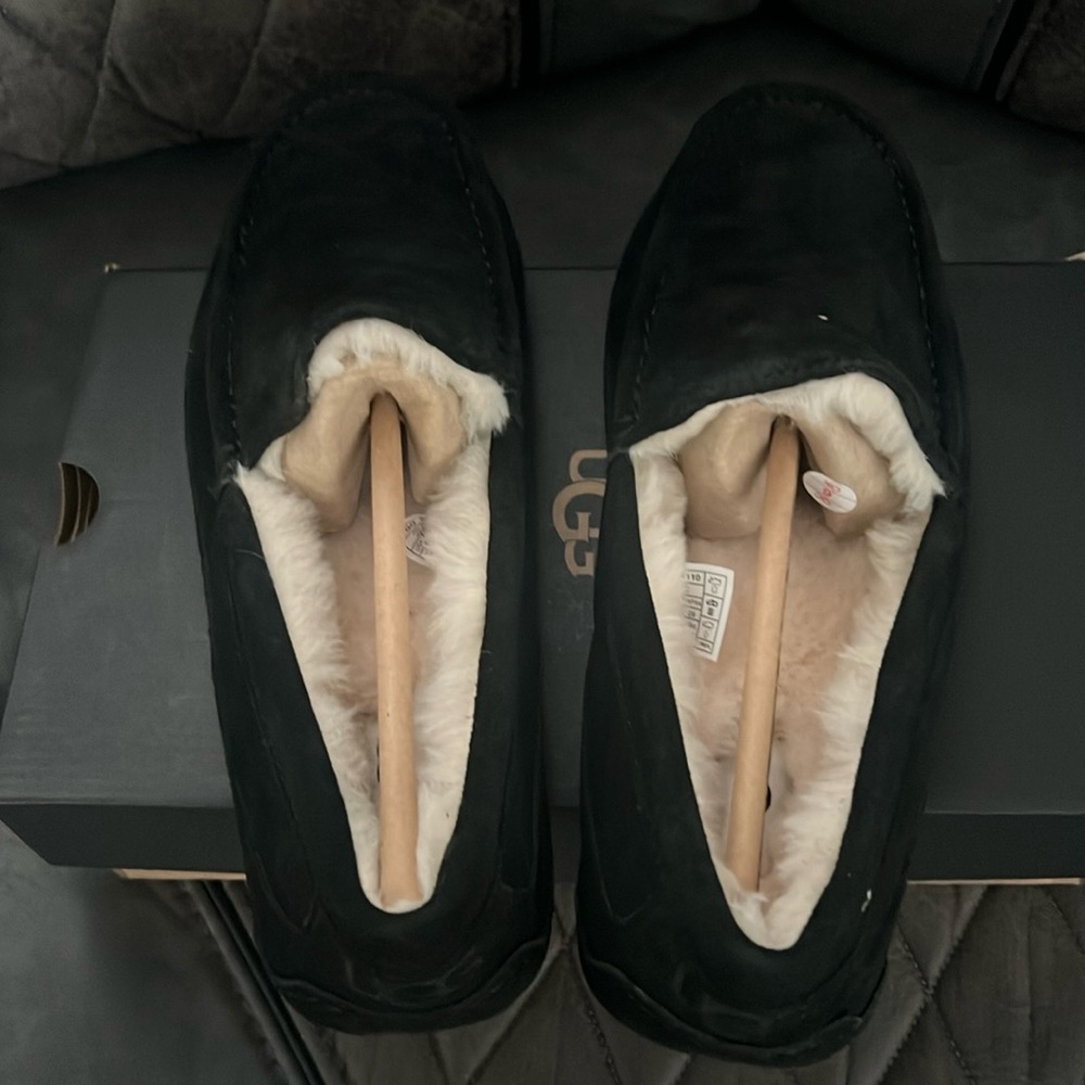UGG Black and Cream Men's Slip-On Shoes